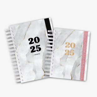 Agenda diária compacta 2026 - Galáxia Mármore Cinza