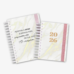 Agenda diária 2026 - Galáxia Mármore Gold